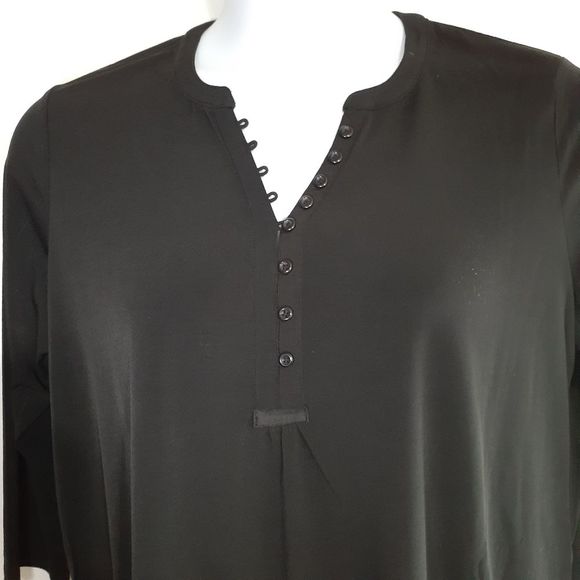 Woman Within Black Swingy 3/4 Sleeve Henley Tunic Top w/Buttons 14/16 NWOT - Picture 8 of 14